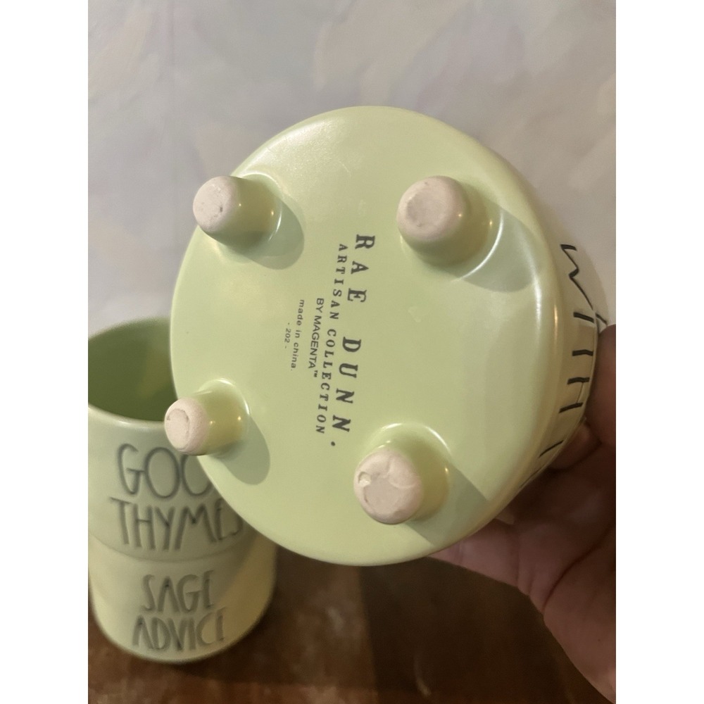 Rae Dunn, 3 Herb Planters, Good Thymes / Dill With It / Sage Advice, 4"D/3.5" W - Picture 3 of 5